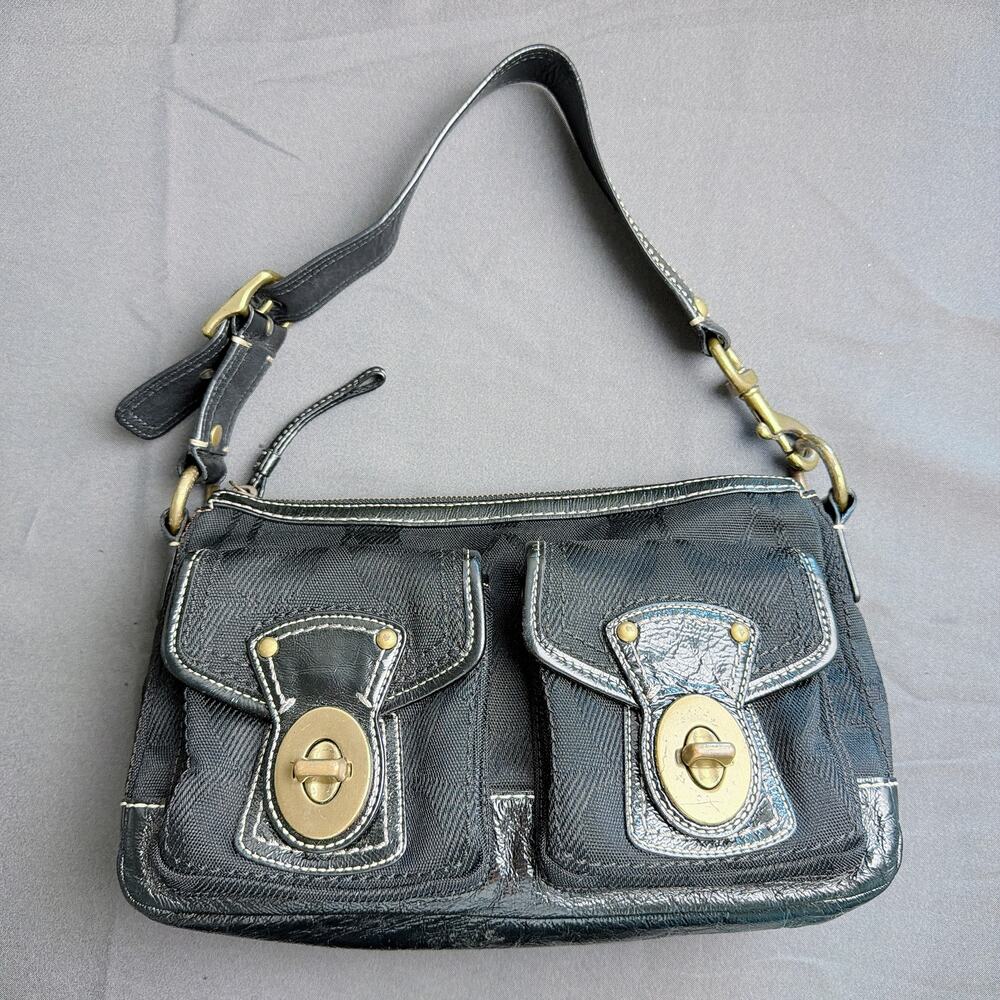 Coach Vintage Black Legacy Signature Shoulder Bag F13102